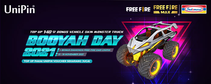 Bonus Vehicle Skin Monster Truck Booyah Day 2021 + Bonus Diamonds Free Fire dari UniPin